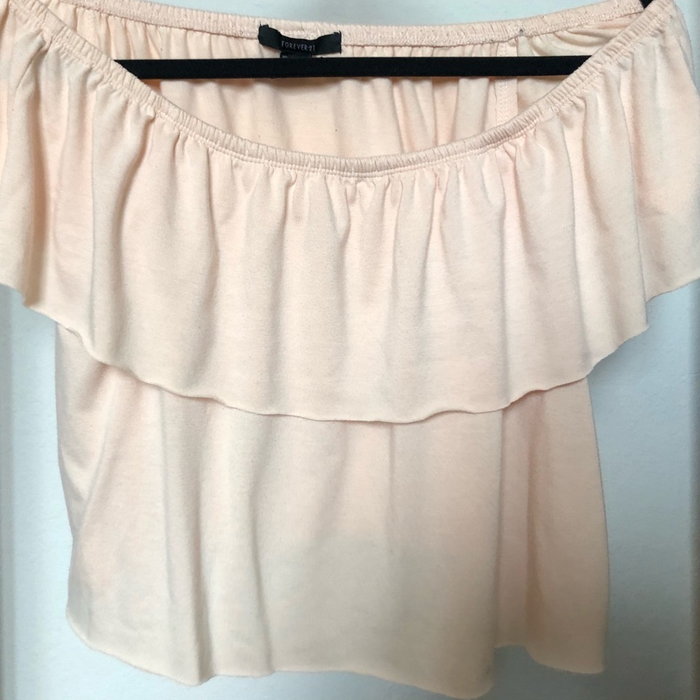 Light peach ruffle crop top
